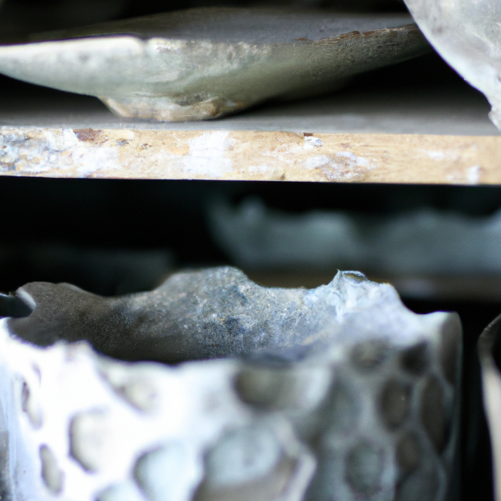 Atelier Argile — intérieur du studio céramique, lumière naturelle douce, étagères de poteries artisanales, textures en gros plan, ambiance apaisante